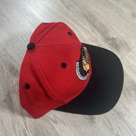 Vintage‎ Chicago Blackhawks Hat Snapback NHL The Game Red Black Wool Blend Cap - Picture 8 of 8